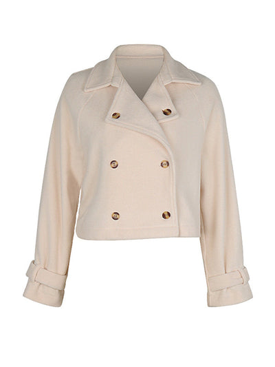 Long Sleeves Loose Buttoned Split-Joint Notched Collar Outerwear