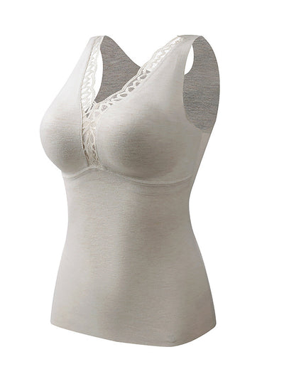 Women Winter Warm V-Neck Lace With Bra Pad Base