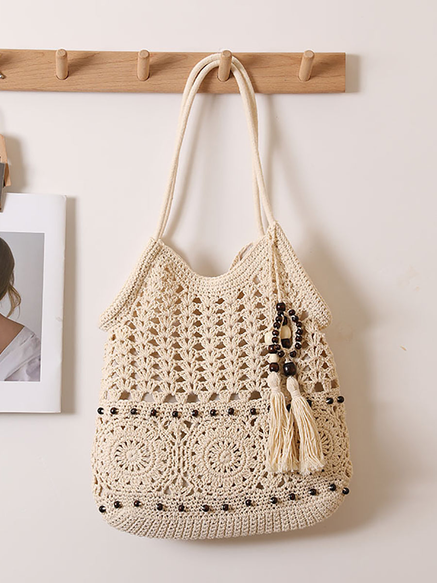 Women Vintage Cotton Weave Shoulder Bag Beach Bag