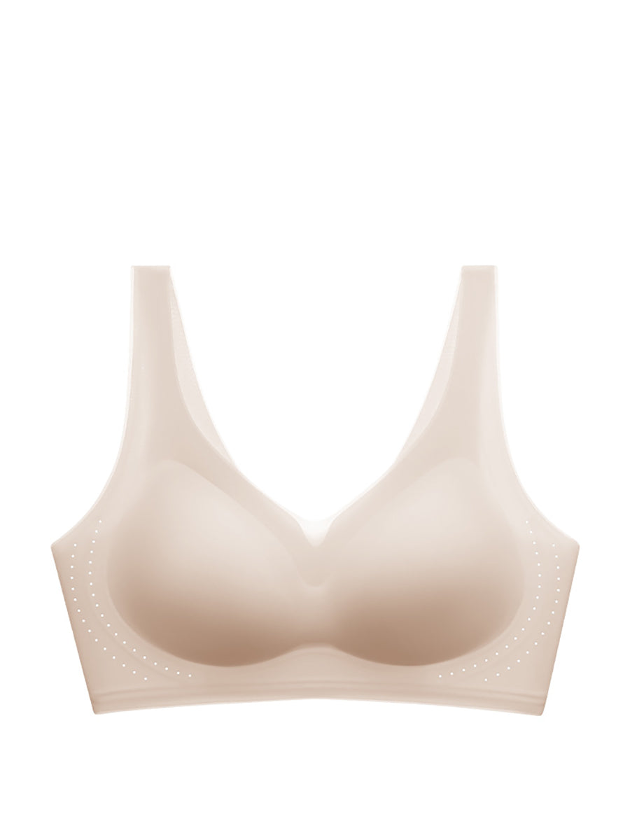 Women Summer Casual Pure Color Satin Seamless Bra