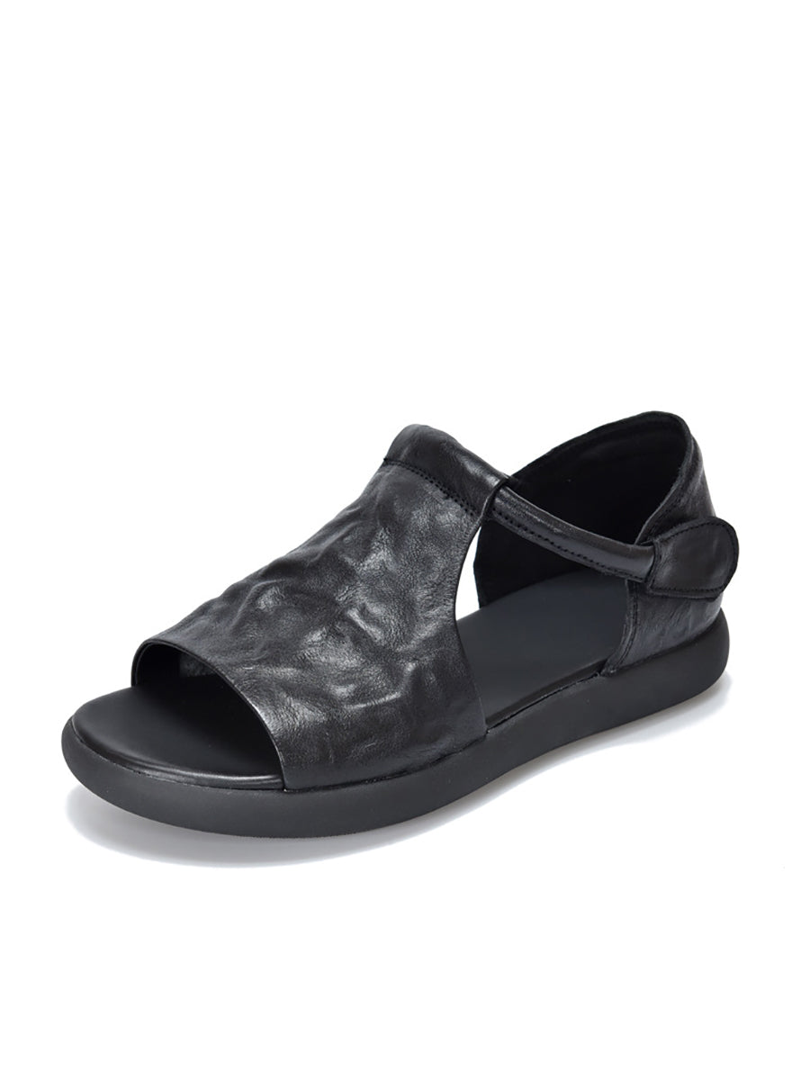 Women Summer Casual Soft Leather Flat Sandals