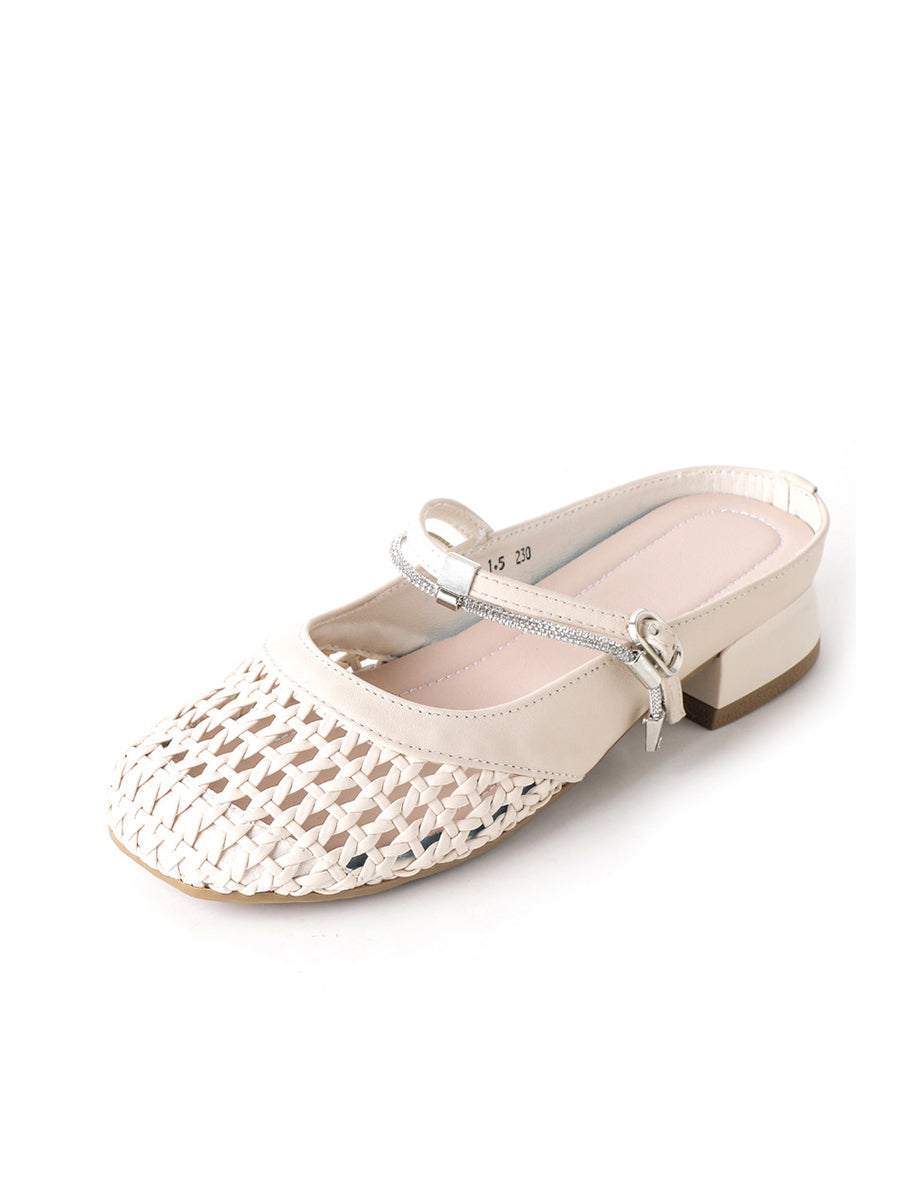 Women Summer Casual Genuine Leather Weave Sandals