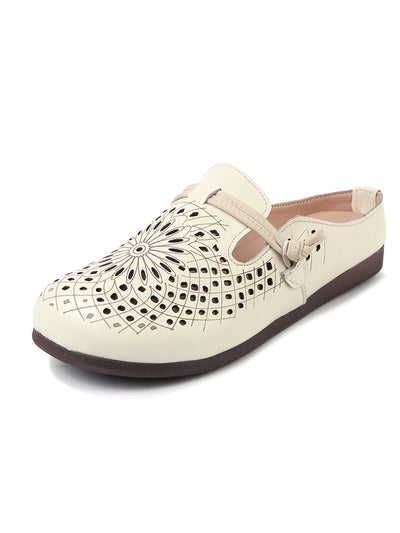 Women Summer Genuine Leather Hollow Out Shoes