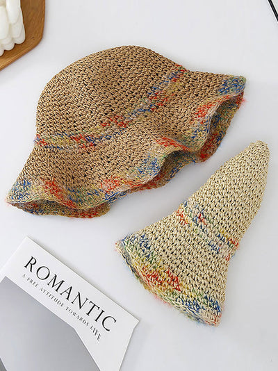 Women Summer Artsy Colorful Straw Weave Sunproof Hat