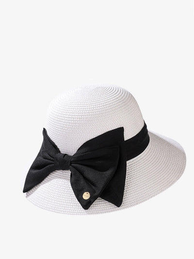 Women Elegant Bowknot Straw Sunproof Hat