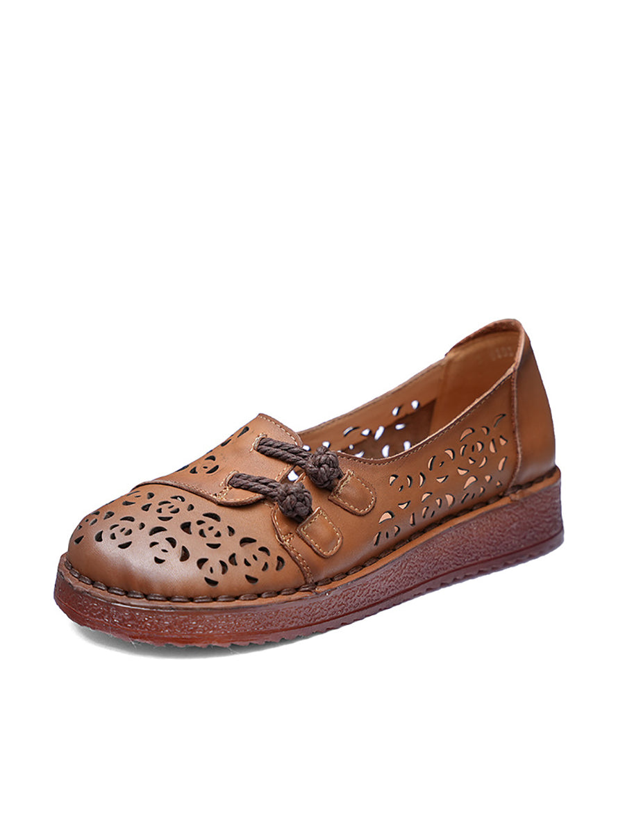 Women Summer Ethnic Hollow Out Low Heel Shoes