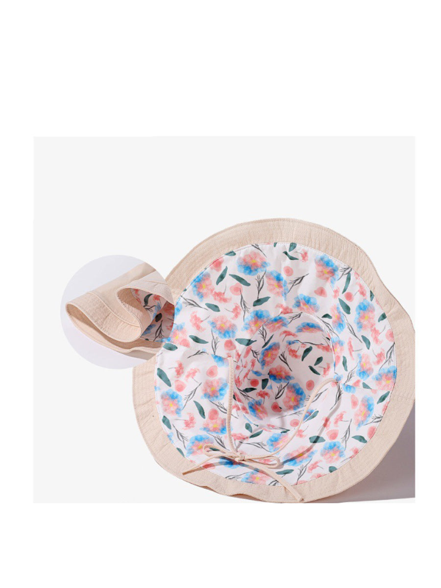 Women Summer Flower Dual-side Wearing Sunproof Hat