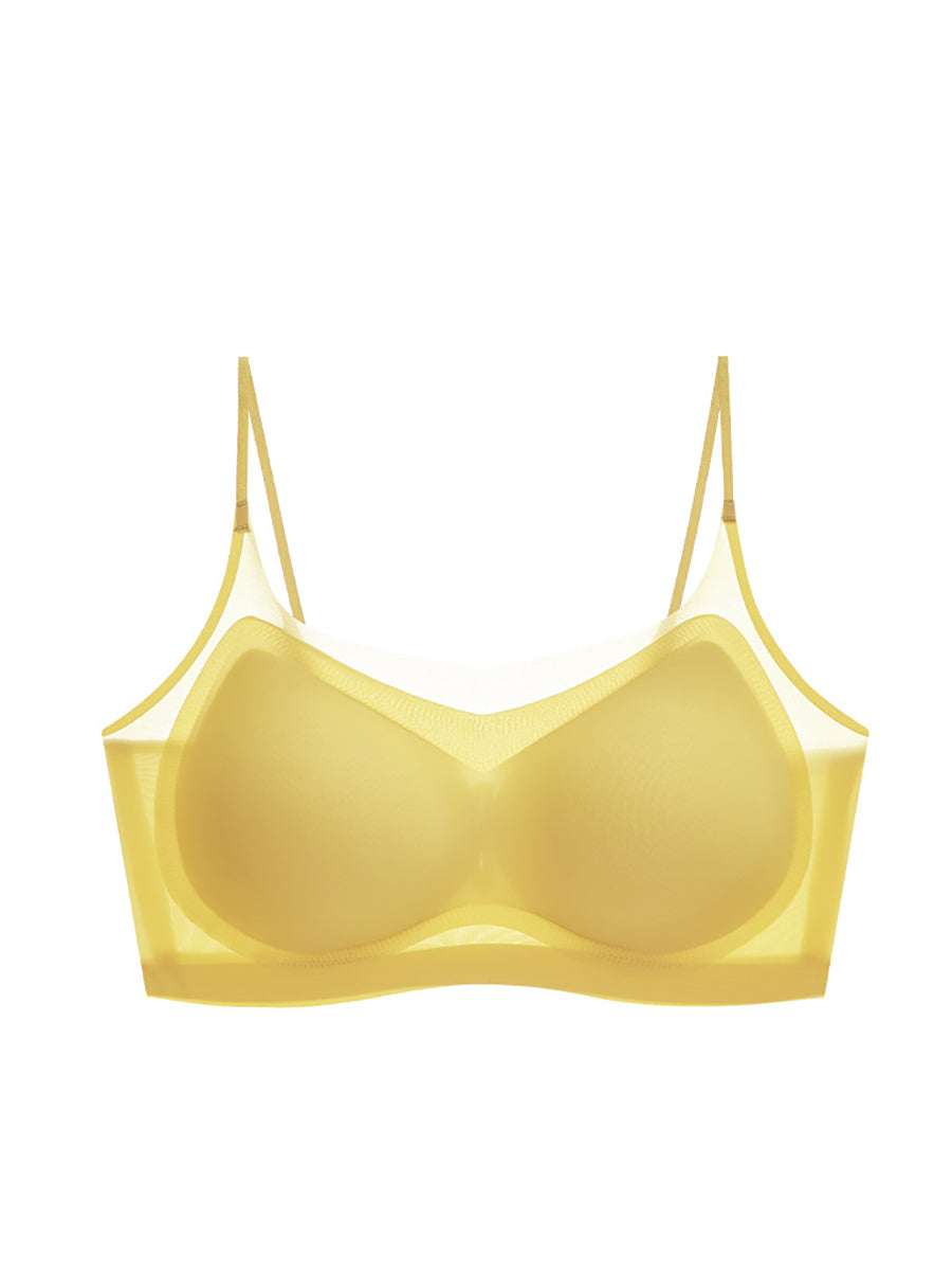 Women Summer Casual Satin Pure Color Seamless Bra