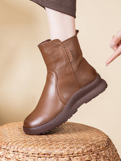 Women Vintage Genuine Leather Ankle Boots