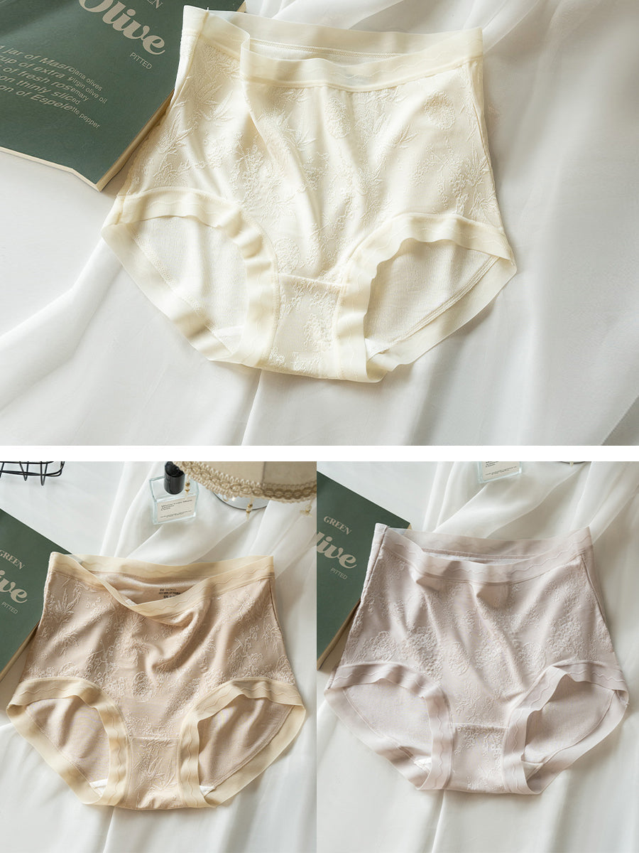 3 Pieces Women Artsy Jacquard Mid-Waist Underwear