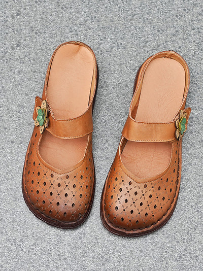 Women Summer Vintage Genuine Leather Sandals