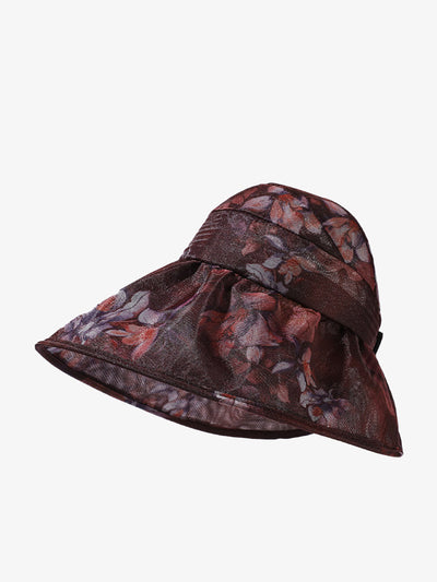 Women Summer Artsy Flower Large Brim Sunproof Hat