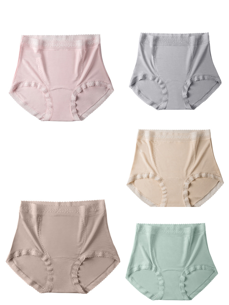 5 Pieces Summer Women Casual High Waist Lace Underwear