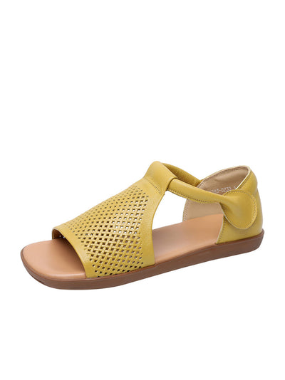 Women Summer Casua Leather Hollow Out Flat Sandals