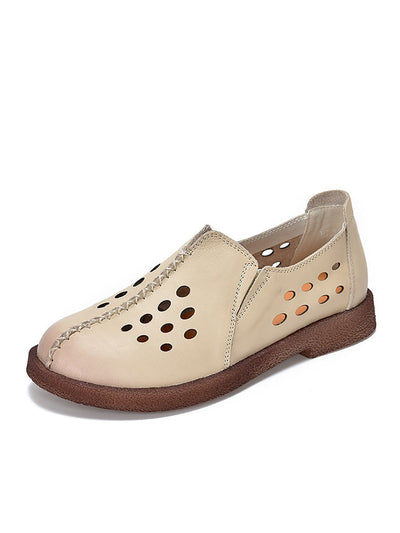 Women Summer Genuine Leather Hollow Out Shoes
