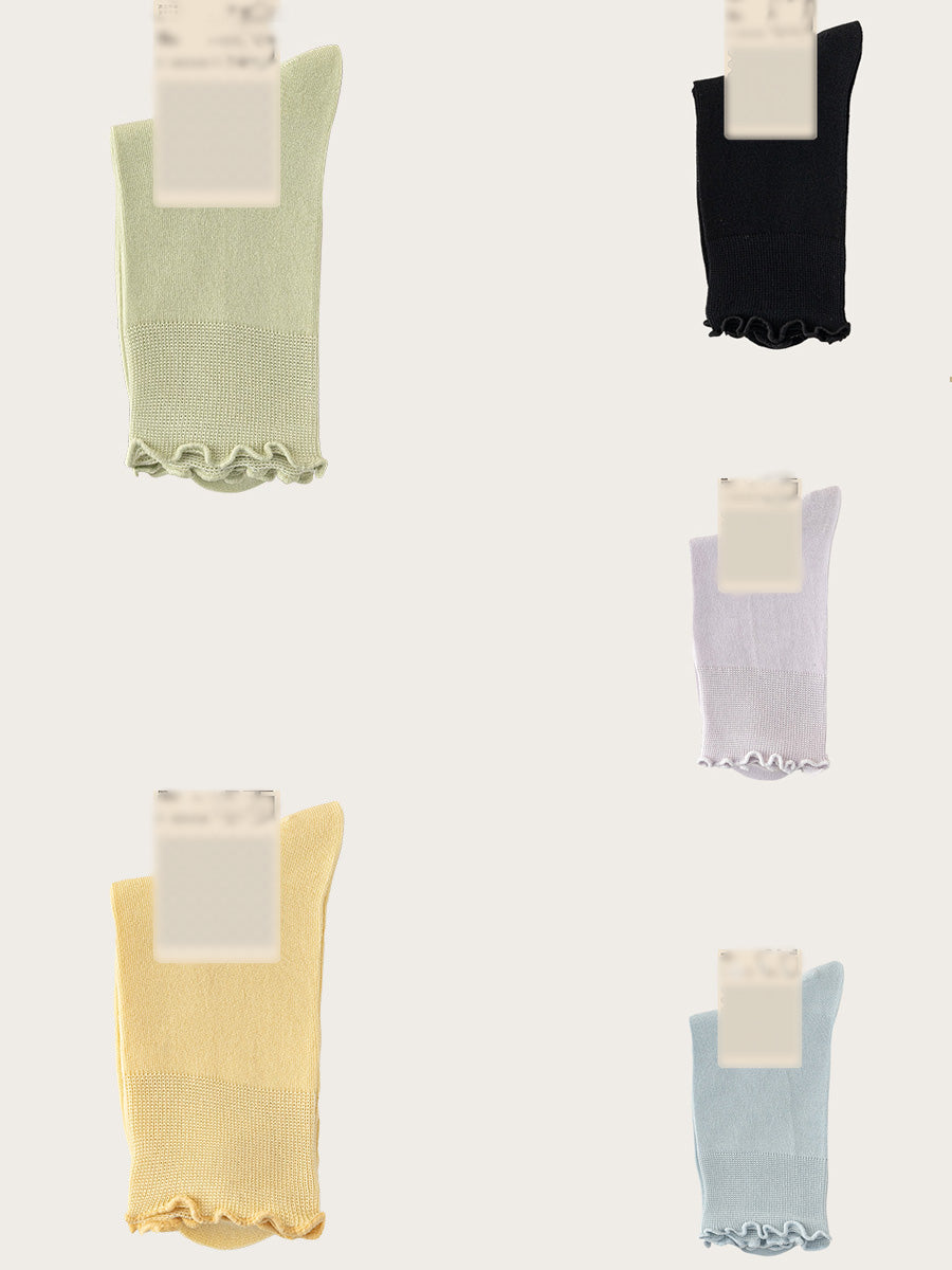 5 Pairs Women Summer Pure Color Cotton Socks