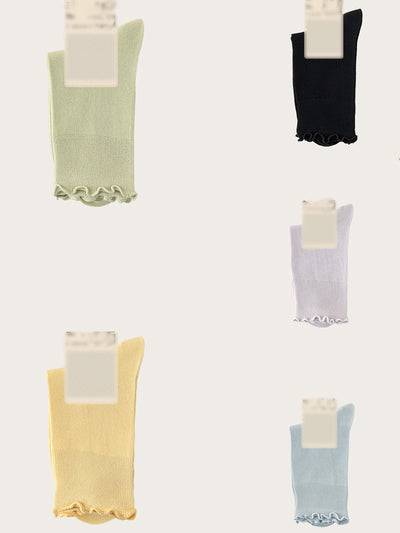 5 Pairs Women Summer Pure Color Cotton Socks
