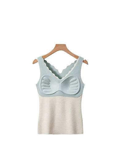 Women Solid Seamless Warm With Breast Pads Base Underwear