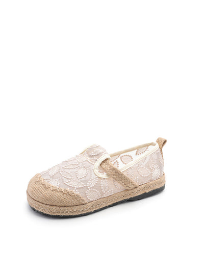 Women Summer Ethnic Linen Flower Embroidery Flat Shoes