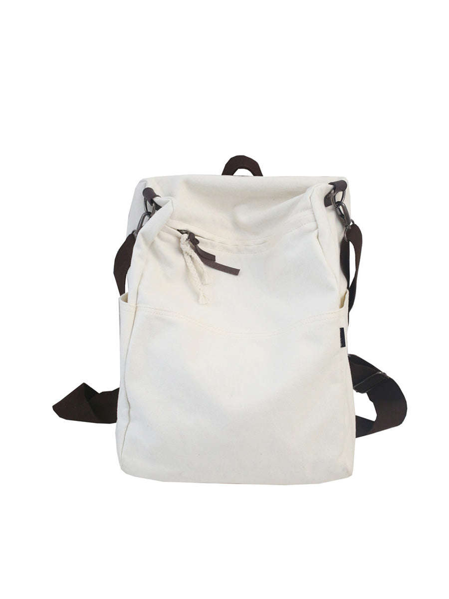 Casua Pure Color Large Capacity Square Canvas Backpack