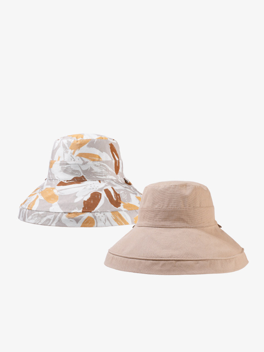 Women Summer Flower Dual-side Wearing Sunproof Hat
