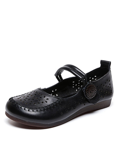 Women Summer Casual Genuine Leather Low Heel Shoes