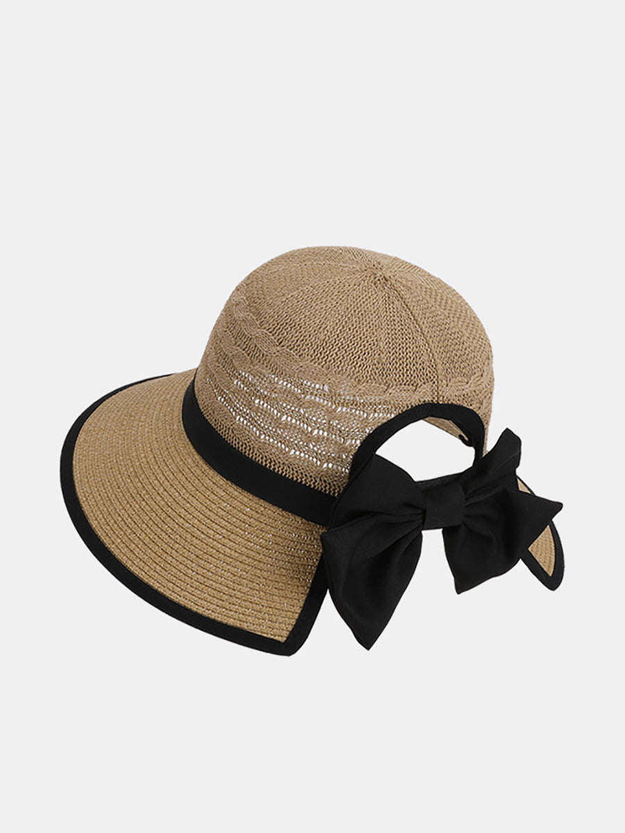 Women Summer Straw Weave Bowknot Sunproof Hat