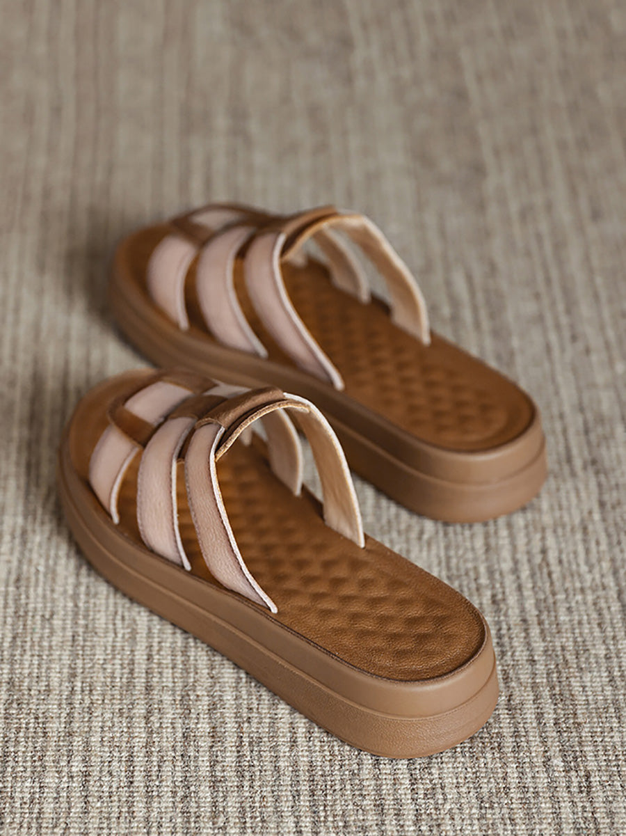 Women Summer Casual Leather Weave Slippers