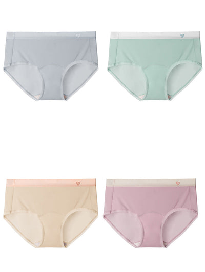 4 Pieces Summer Women Colorblock 100%Cotton Underwear