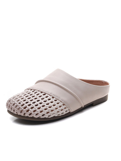 Women Casual Summer Leather Spliced Slippers
