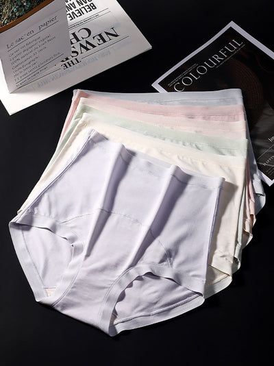 6 Pieces Summer Women Pure Color High Waist Underwear