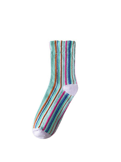5 Pairs Stripe Adult Women Retro Autumn Winter Socks