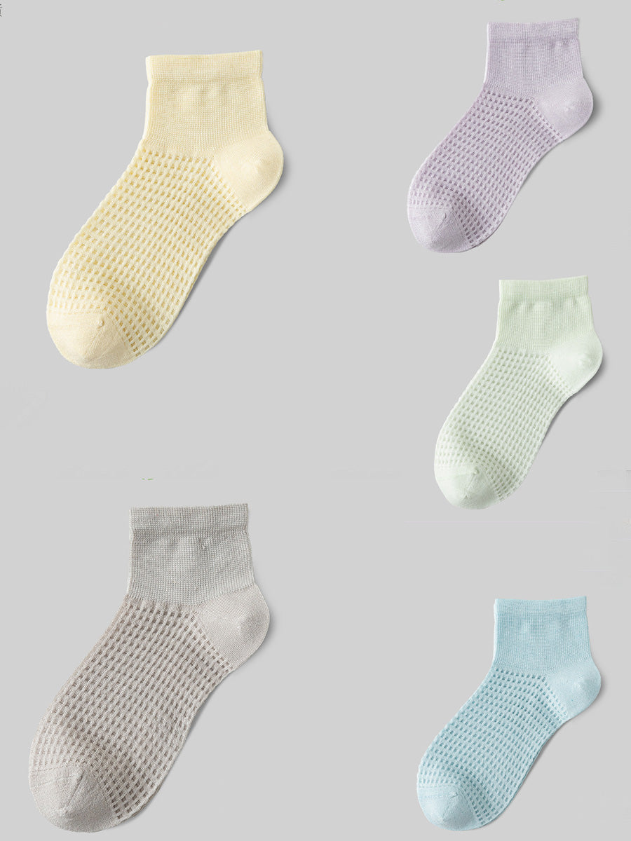 5 Pairs Women Casual Summer Thin Short Socks