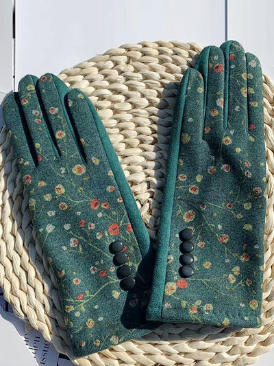 Winter Outdoor Floral Windproof Fashion Gloves