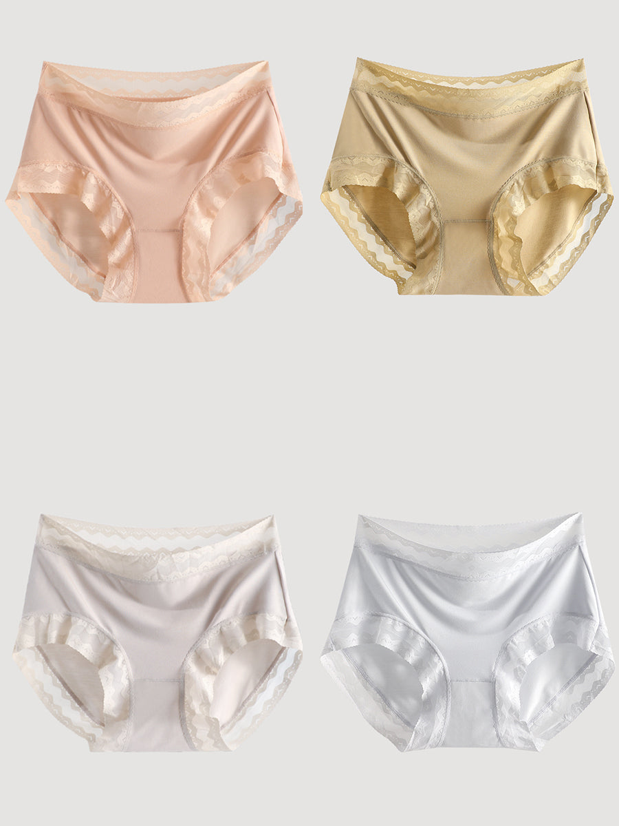4 Pieces Women Summer Thin High Waist Underwear