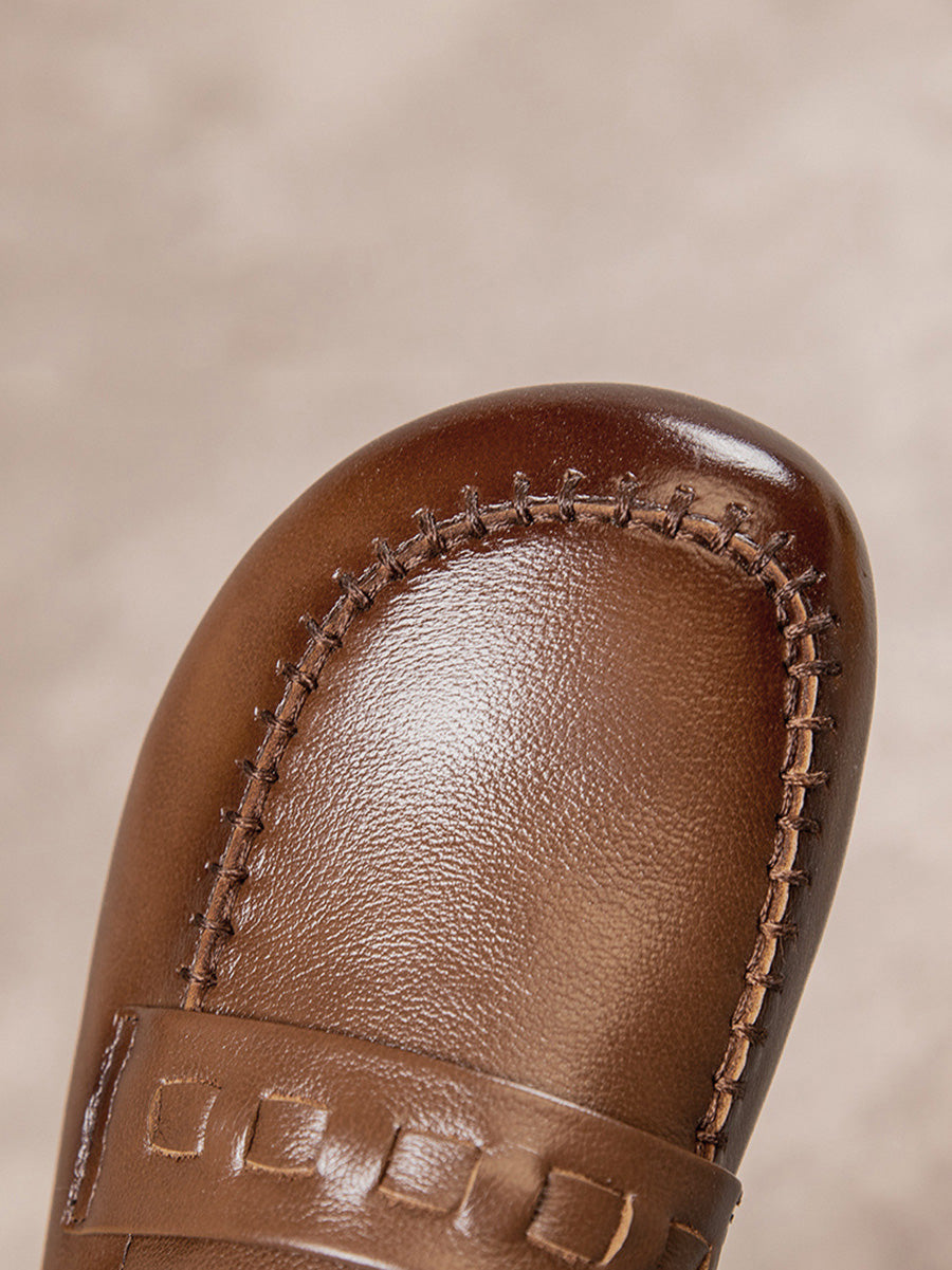 Women Vintage Genuine Leather Low Heel Shoes