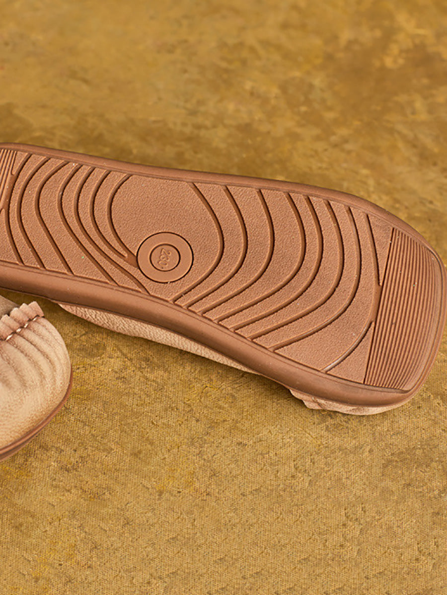 Women Casual Summer Pleated Genuine Leather Slippers