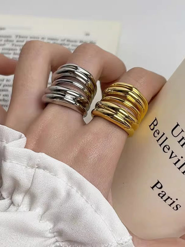 Geometric Shiny Solid Color Rings Accessories