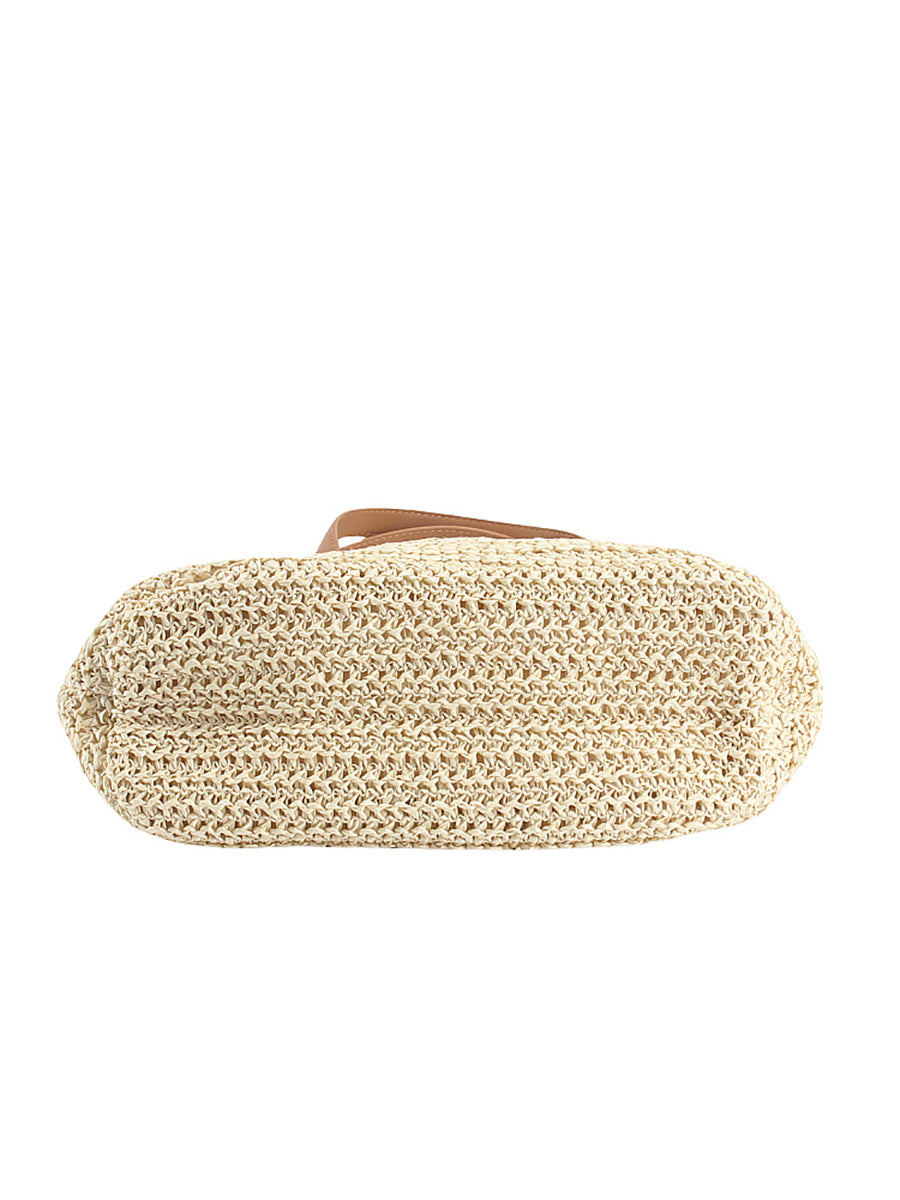 Women Summer Straw Weave Colorblock Shoulder Bag