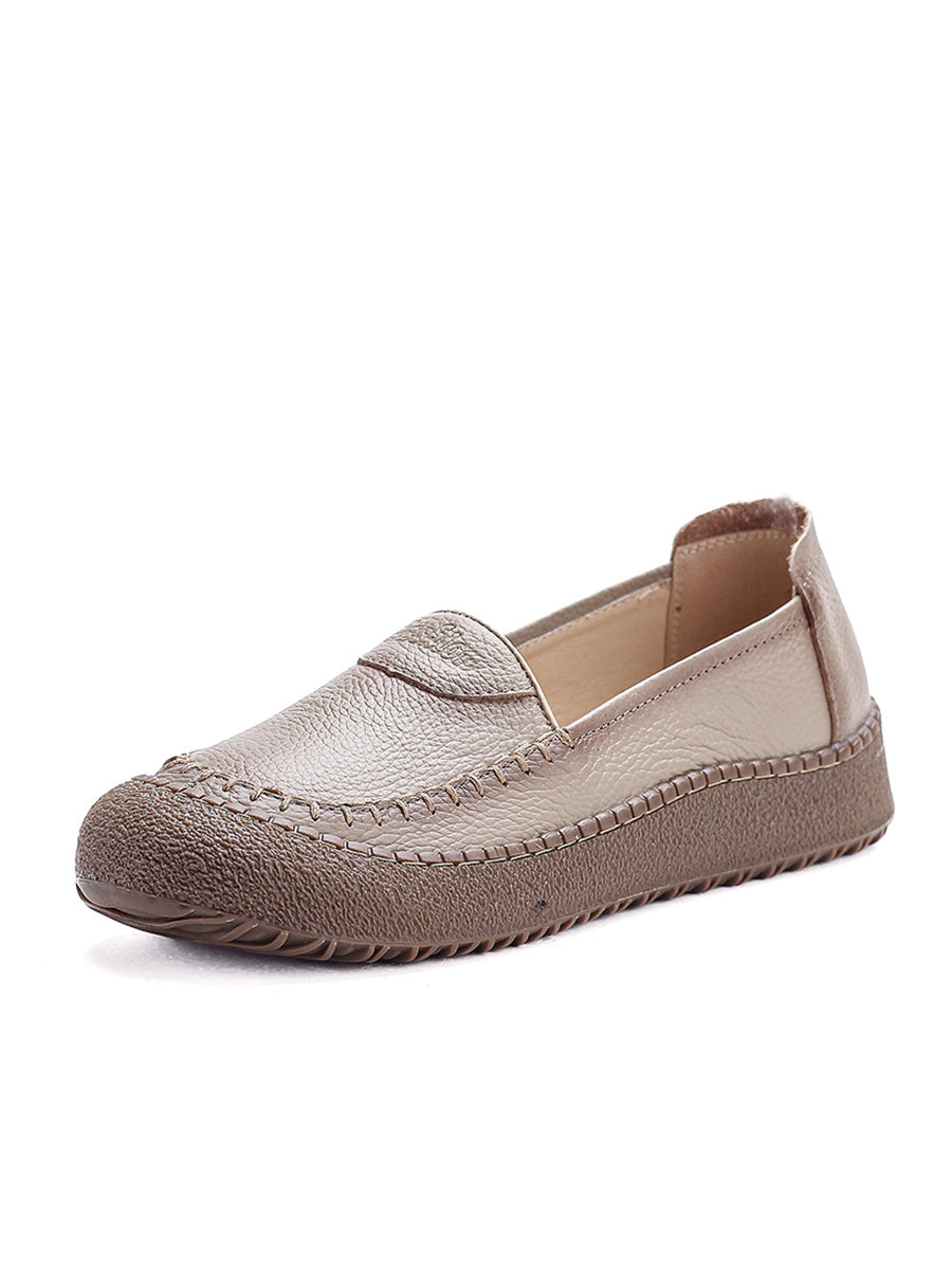 Women Summer Casual Genuine Leather Platform Shoes