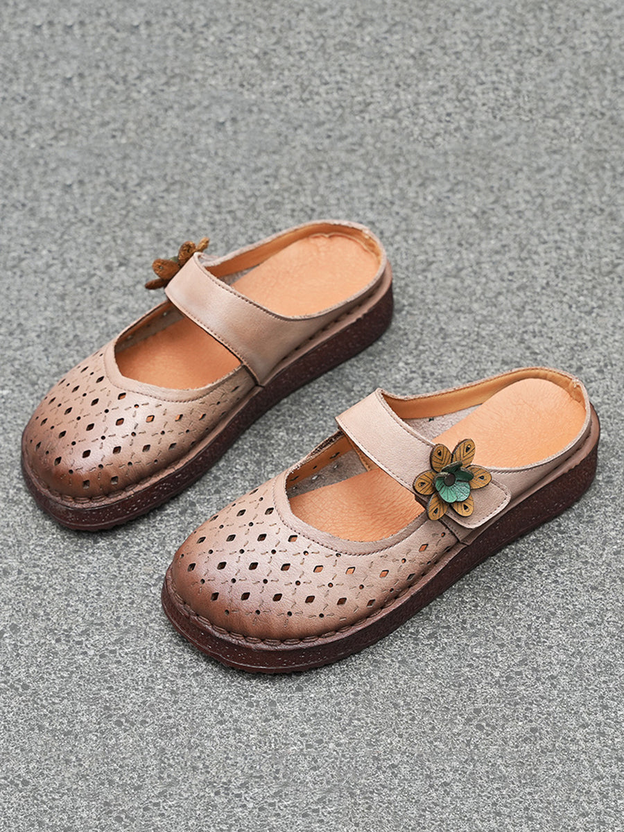 Women Summer Vintage Genuine Leather Sandals