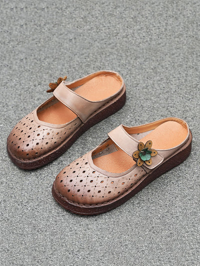 Women Summer Vintage Genuine Leather Sandals