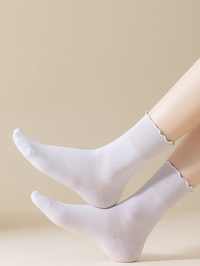 5 Pairs Women Summer Pure Color Cotton Socks