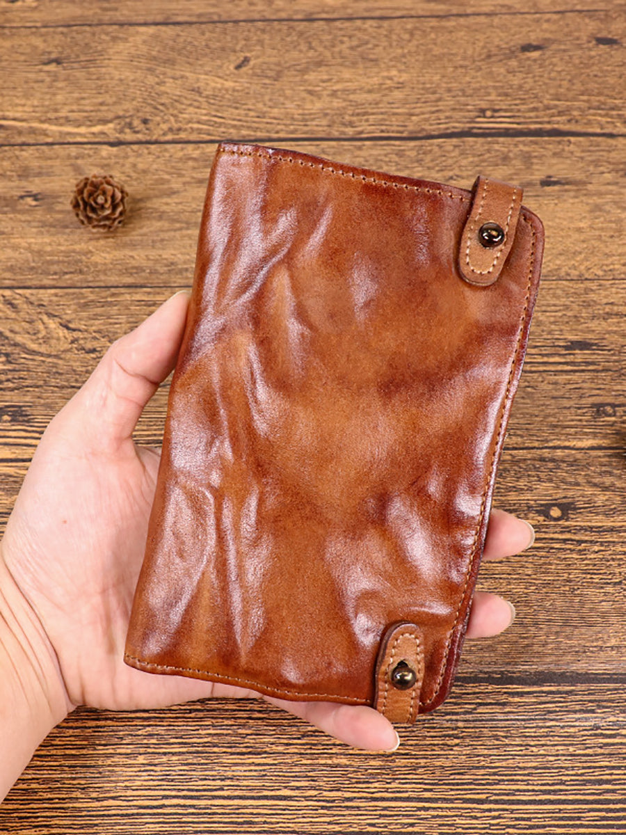 Women Vintage Pure Color Leather Wallet