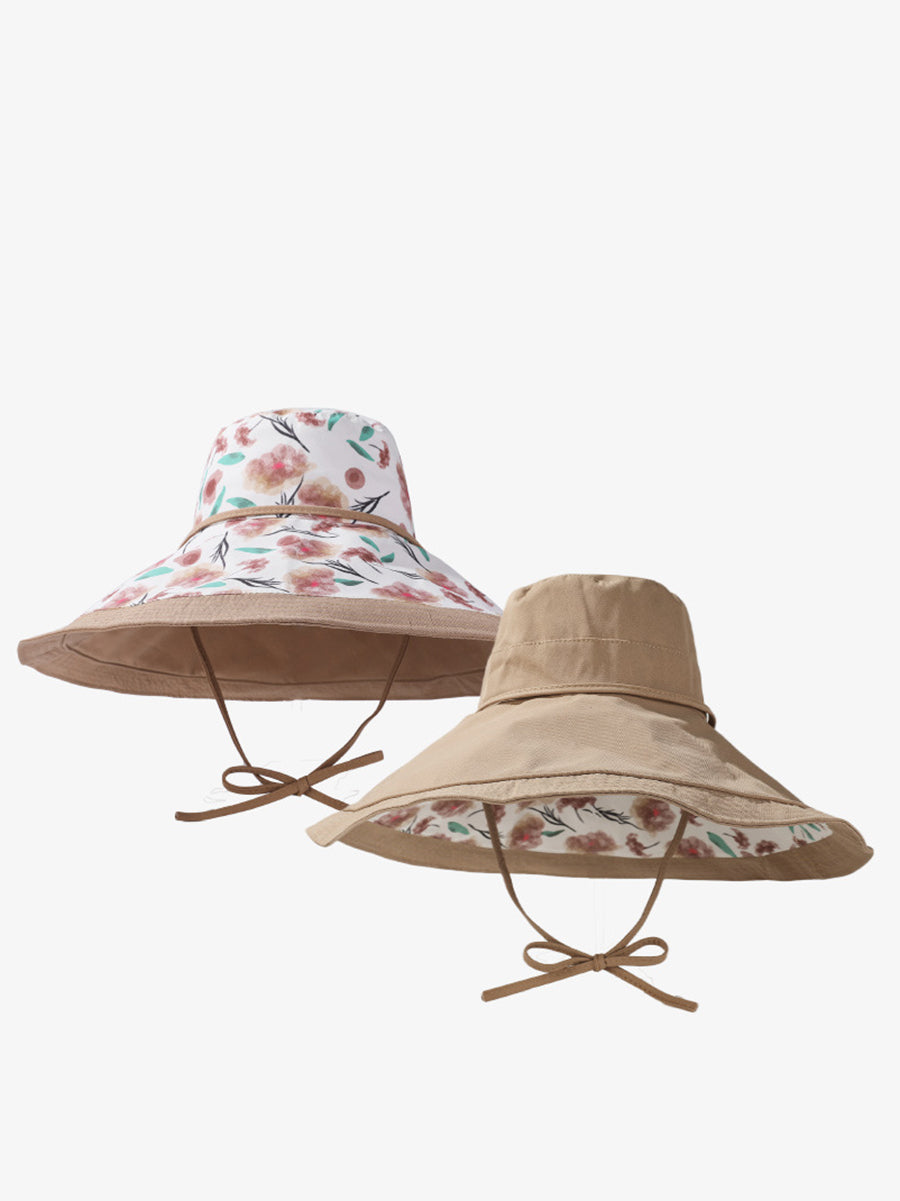 Women Summer Flower Dual-side Wearing Sunproof Hat