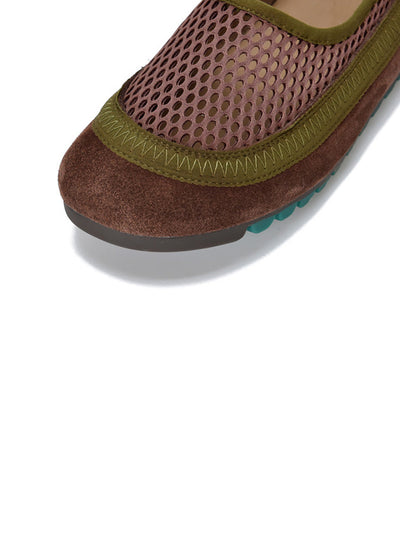 Women Summer Casual Leather Mesh Flat Shoes