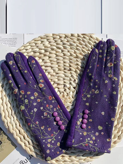 Winter Outdoor Floral Windproof Fashion Gloves