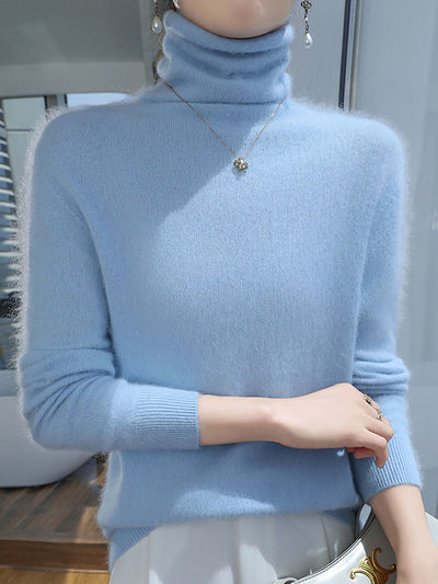 Women Autumn Turtleneck Soft Warm Knit Sweater