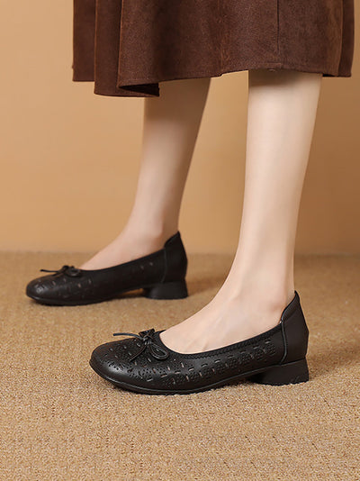 Women Summer Artsy Genuine Leather Low Heel Shoes