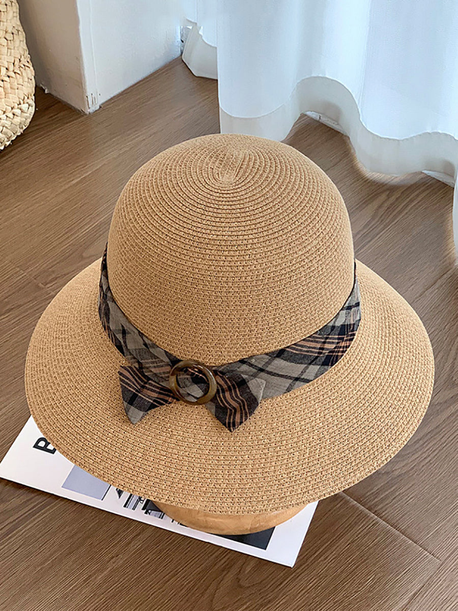 Women Summer Casual Ribbon Straw Hat